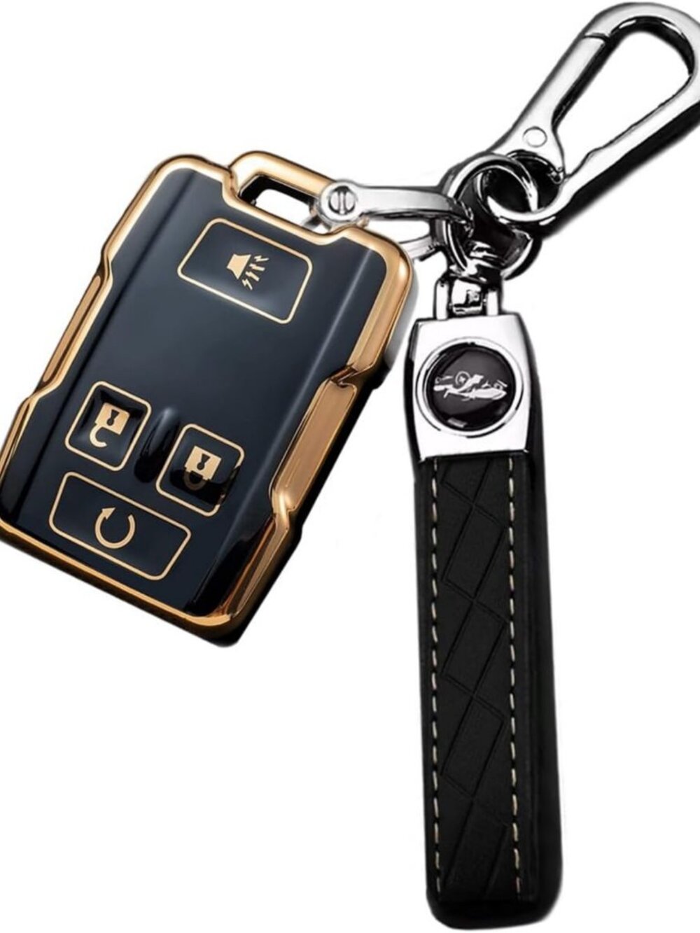Stylish Key Fob Cover - 4 Button Remote Case Protector with Keychain for Trucks